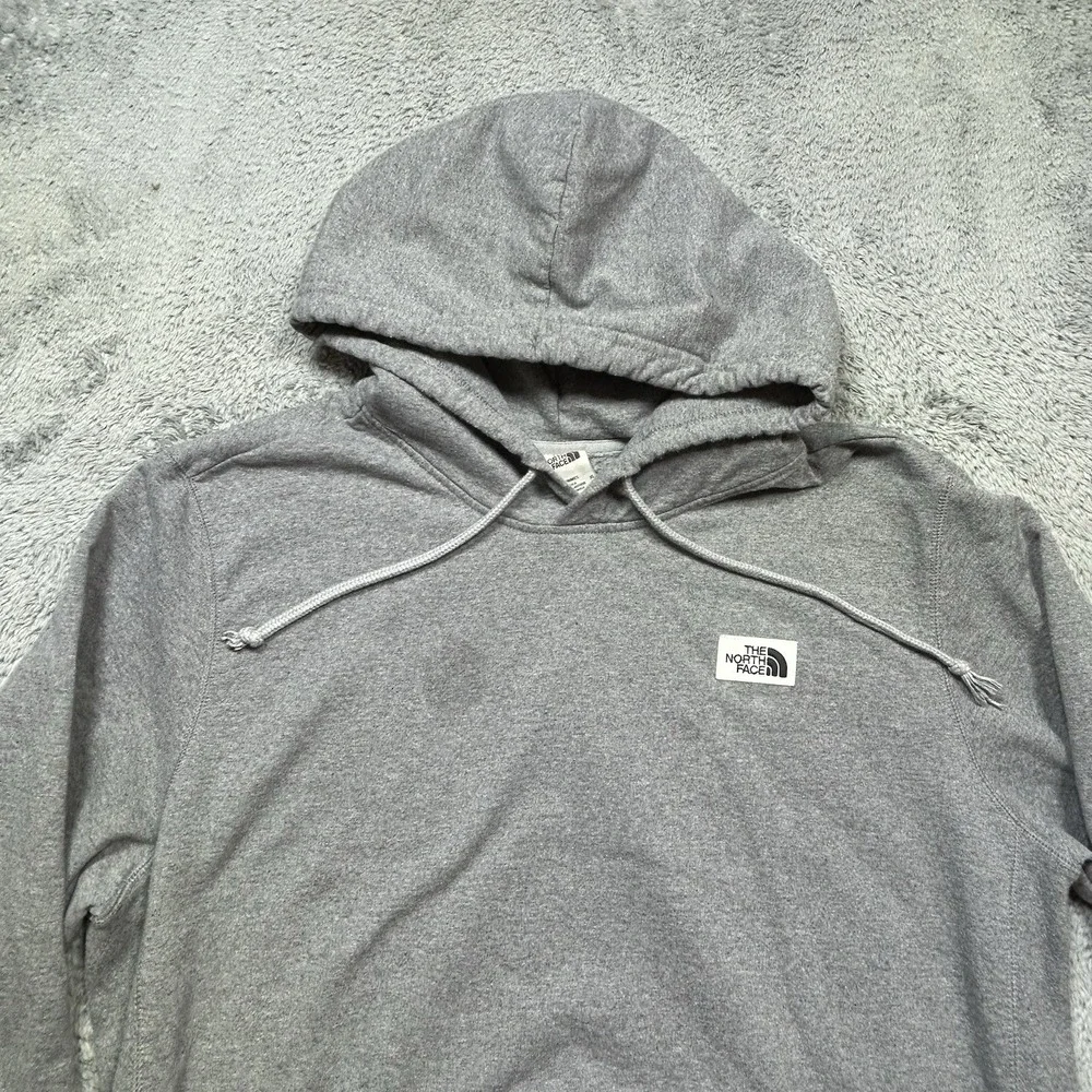 North Face Hoodie Mens XL Gray Heritage Patch Pullover Fleece Sweatshirt *SPOT